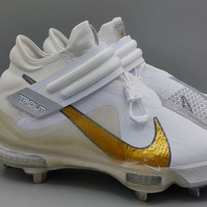 Nike Mens Force Zoom Trout 7 White Gold Metal Baseball Cleat Sz 7 CI3134-101